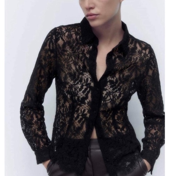 Zara tailored lace button down shirt - Picture 4 of 6